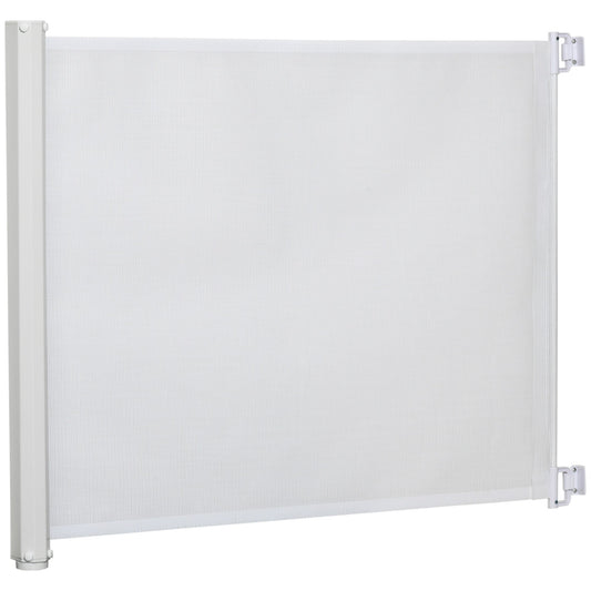 PawHut Retractable Stair Gate, Dog Pet Barrier, for Doorway, Staircase, Hallway - White