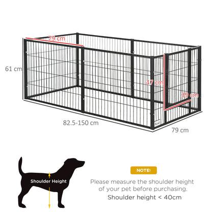 PawHut 82.5-150 x 61cm Heavy Duty Pet Playpen, 6 Panel Exercise Pen for Dogs, with Adjustable Length, for Indoors and Outdoors, Small Dogs