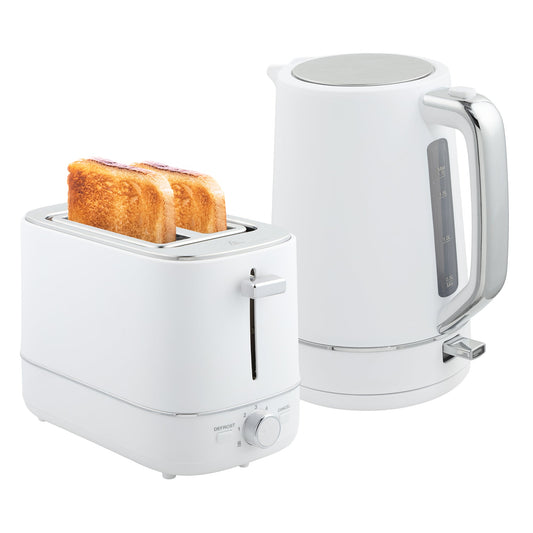 Zestaw czajnika i tostera HOMCOM, czajnik 1,7 l 3000 W do szybkiego gotowania i toster na 2 kromki, zestaw kuchenny z 6 poziomami sterowania, rozmrażaniem, podgrzewaniem, biały