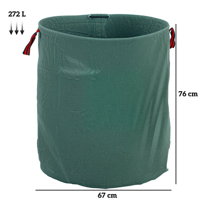 Outsunny Garden Waste Bags, 272L x 3 Heavy Duty Garden Bags, Foldable and Reusable Waste Sacks with Handles for Loading Leaf, Trash, Debris, Green