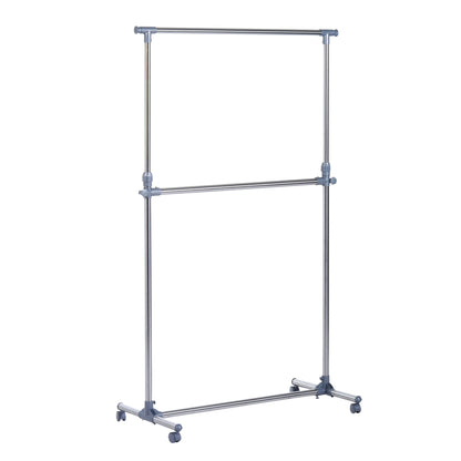Wieszak na ubrania HOMCOM Heavy Duty, wieszak na ubrania, stojak ekspozycyjny z kółkami, regulowany