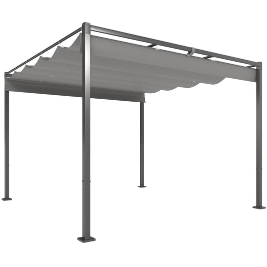 Outsunny 3 x 3(m) Pergola ogrodowa z rozsuwanym dachem i magnetycznym mocowaniem, zestaw pergoli zewnętrznej z baldachimem przeciwsłonecznym, UPF30+, szary