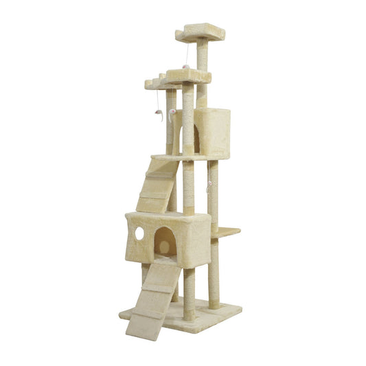 PawHut Cat Tower Centre Sisal Kitten Tree Scratch Scratcher Scratching Post Toy Climbing Tree Bed Multi Level 181cm(H)