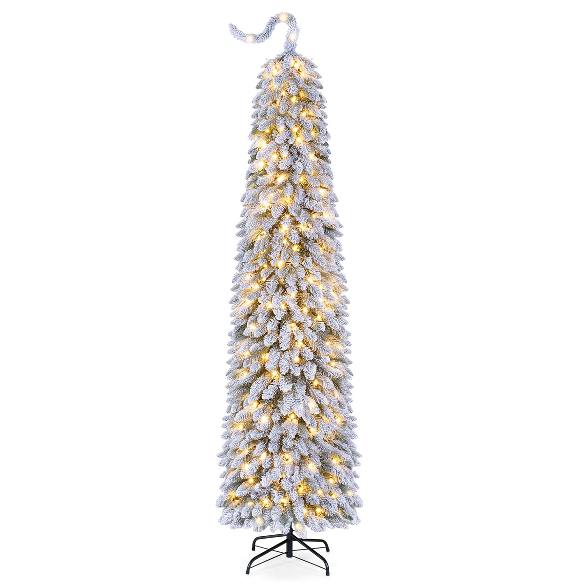2.1 M Flocked Pencil Christmas Tree with Full Branch Tips