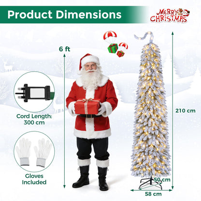 2.1 M Flocked Pencil Christmas Tree with Full Branch Tips
