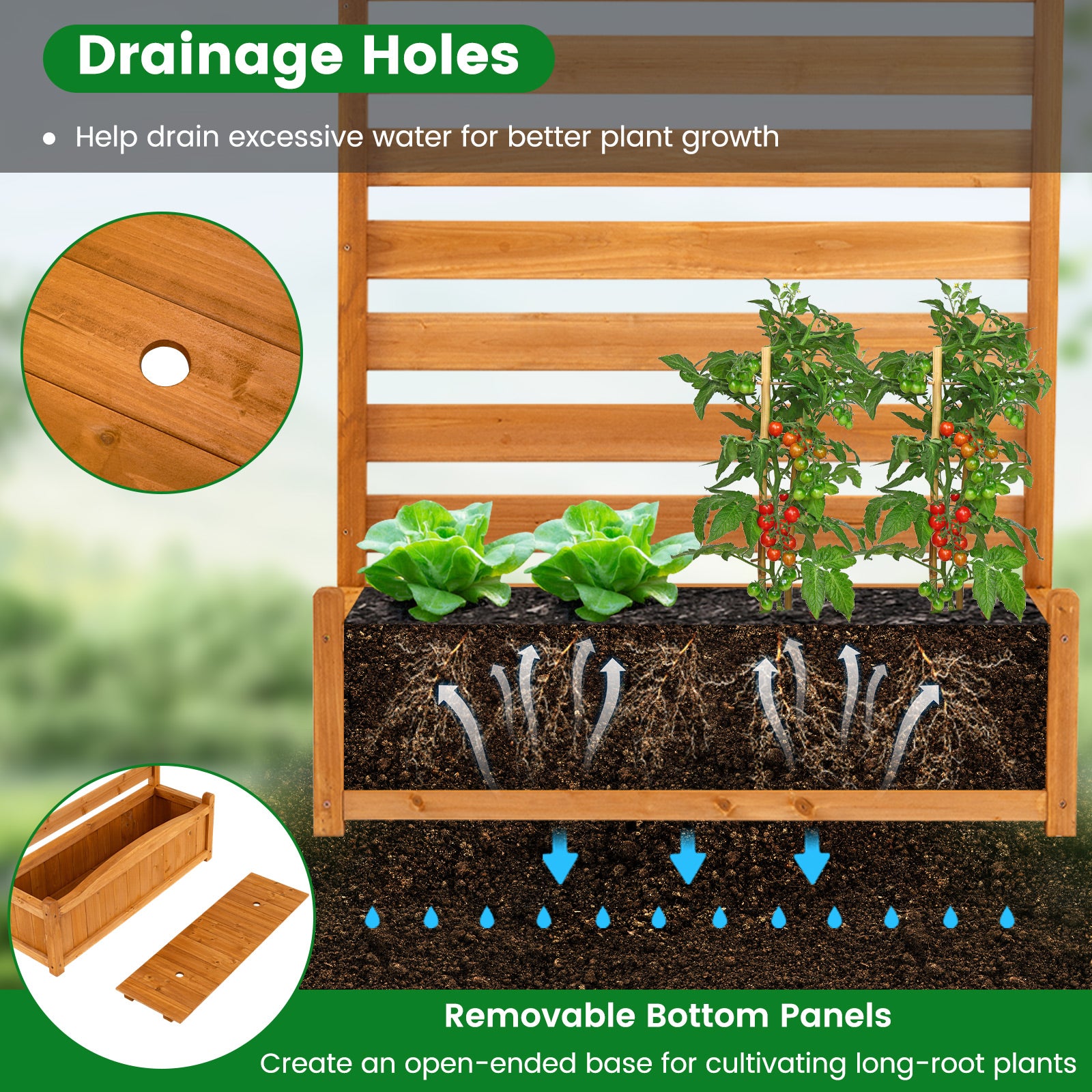 2/3-Panel Freestanding Air Conditioner Fence with Planter Box-Yellow-2-Panel