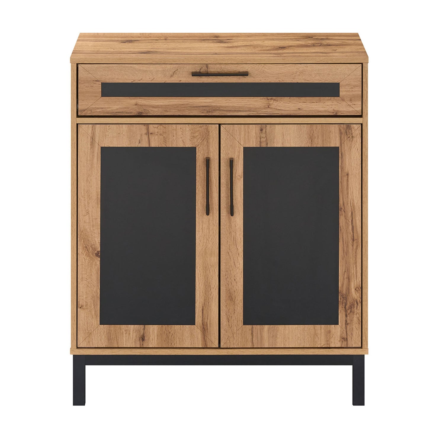 2-Door Sideboard Cabinet with Drawer and 3 Removable Shelves for Dining Room-Natural