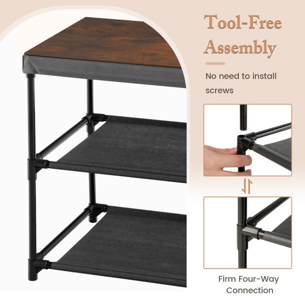 2-Drawer Nightstand with Removable Fabric Bins and Pull Handles-Gray