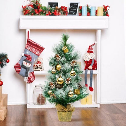 2 Feet Snow Flocked Pine Artificial Christmas Tree with Pine Cones Set of 2