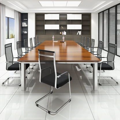 Set of 4 Office Guest Chairs with Metal Sled Base and Armrests-Black