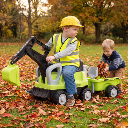 2-In-1 Ride on Push Car with Detachable Trailer and Rake Shovel for Ages 1.5-3-Green