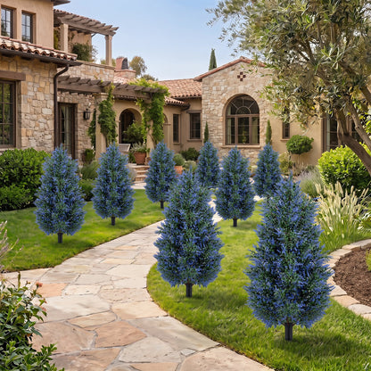 2 Pack 100cm Artificial Lavender Topiary Trees with Ground Spikes