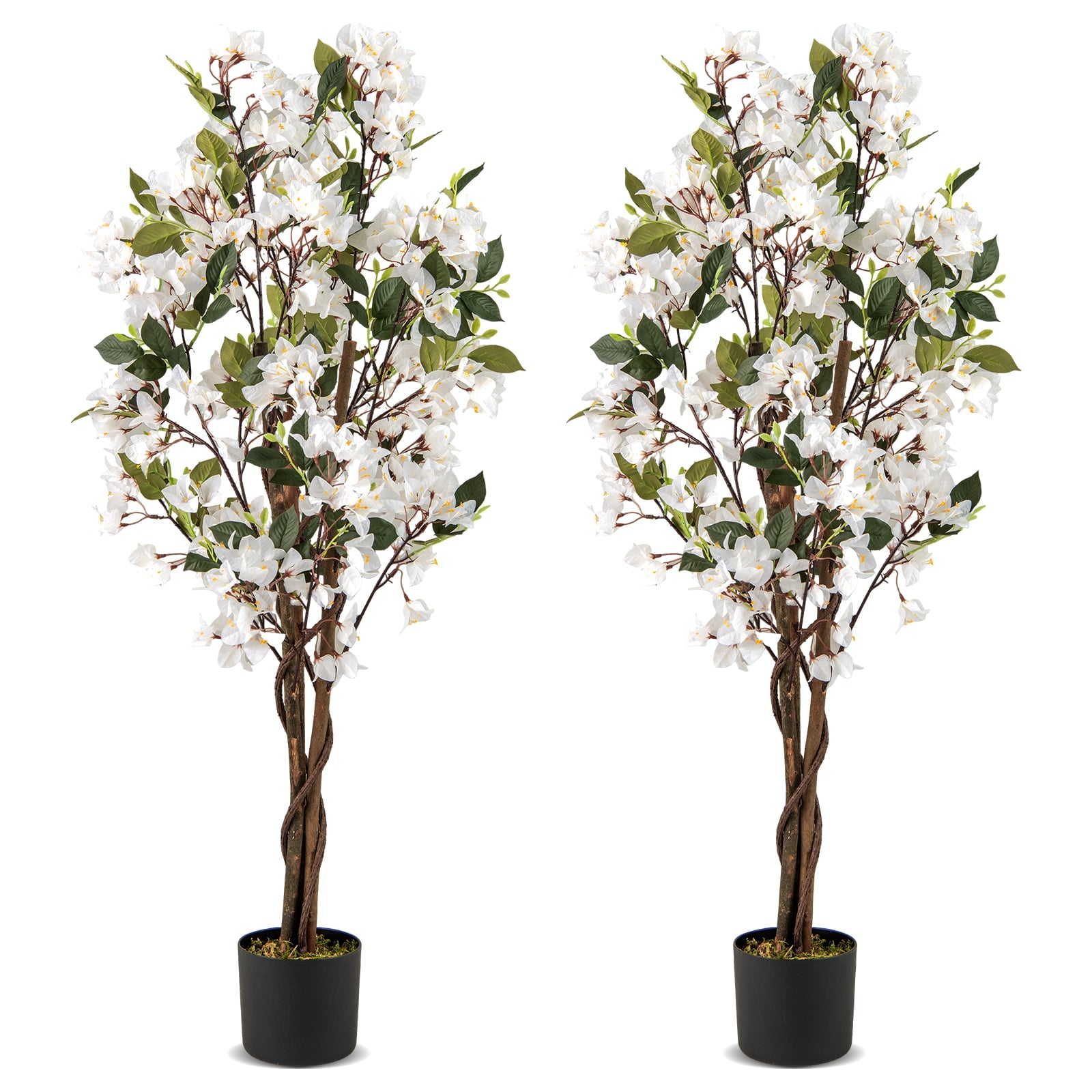 2 Pack 120 CM Artificial Bougainvillea Tree with Blooming Flowers-White