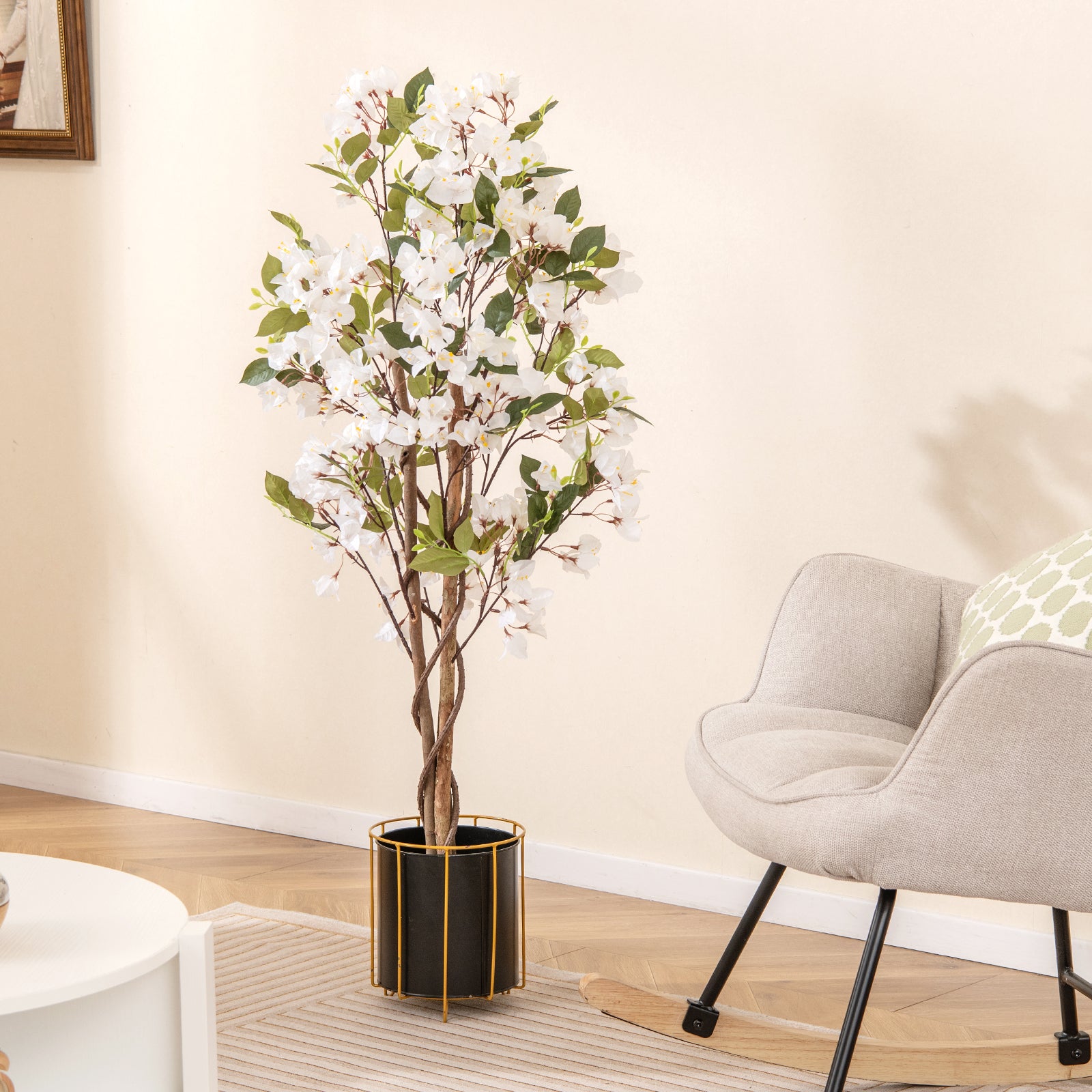 2 Pack 120 CM Artificial Bougainvillea Tree with Blooming Flowers-White