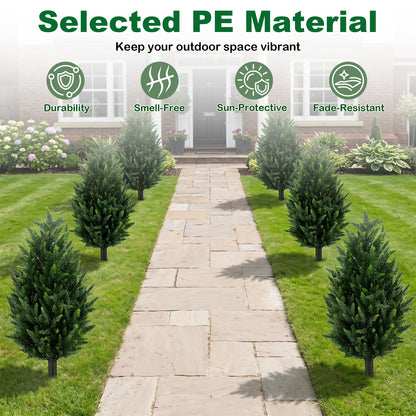 2 Pack 90 CM Artificial Cypress Topiary Trees with Ground Spikes for Indoor and Outdoor