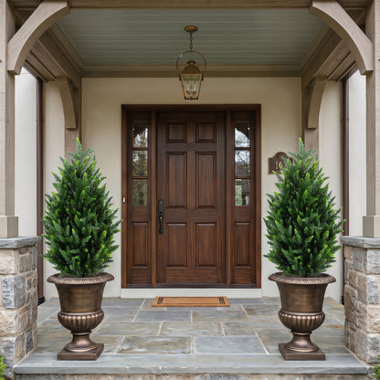 2 Pack 90 CM Artificial Cypress Topiary Trees with Ground Spikes for Indoor and Outdoor