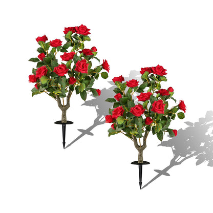2 Pack Artificial Rose Flower Trees 80 CM Fake Shrub Plants-Red