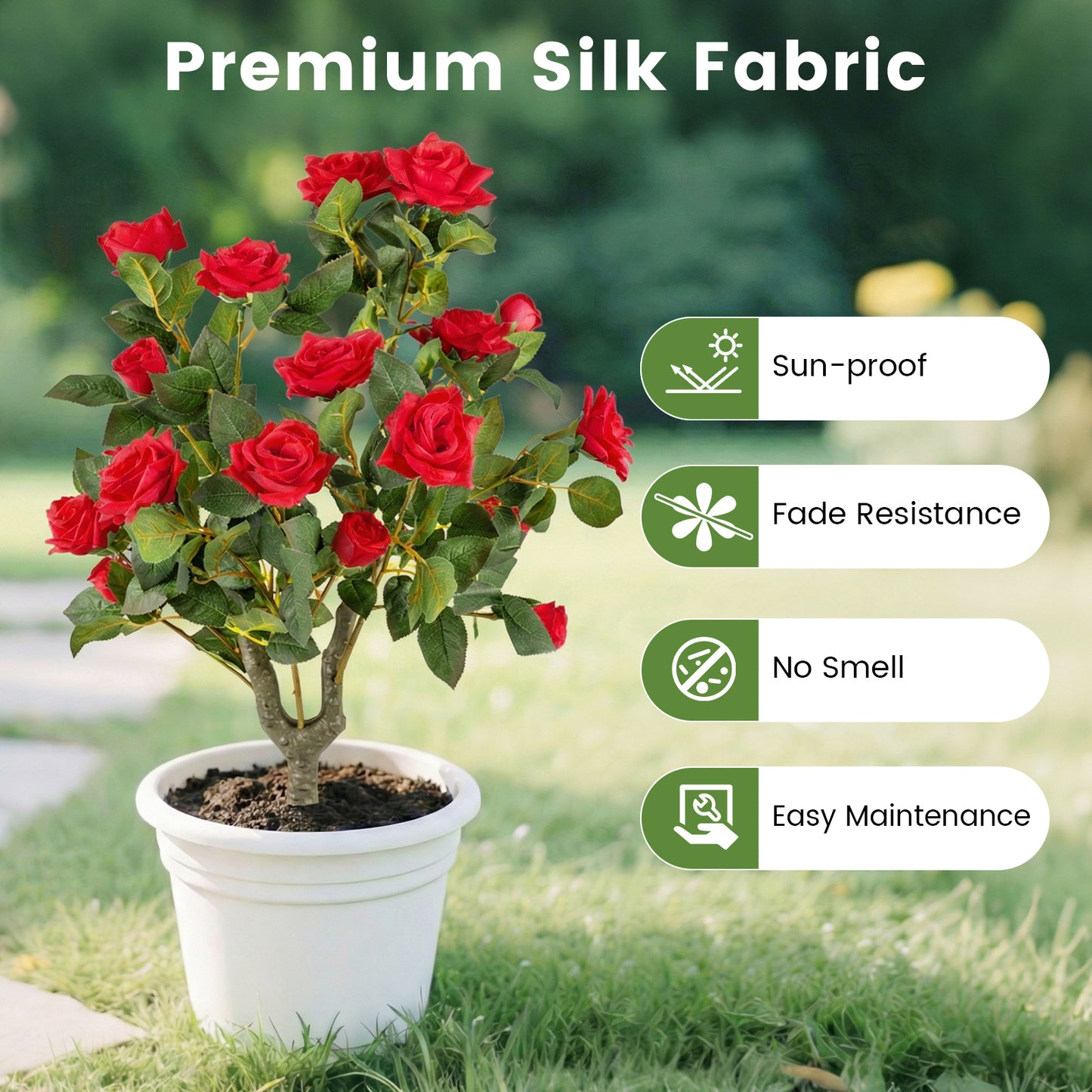 2 Pack Artificial Rose Flower Trees 80 CM Fake Shrub Plants-Red