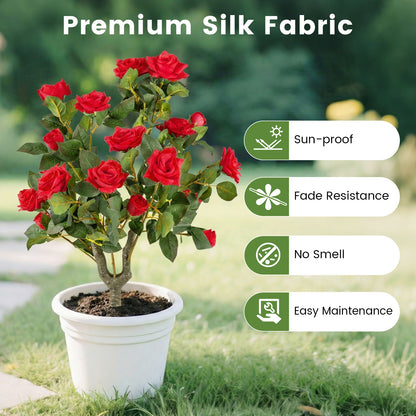 2 Pack Artificial Rose Flower Trees 80 CM Fake Shrub Plants-Red