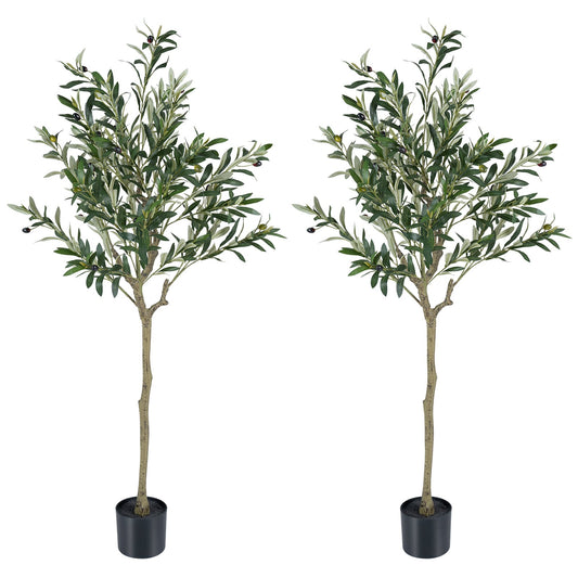 2 Piece 150 cm Artificial Olive Tree with 24 Olive Fruits and 576 Silk Leaves
