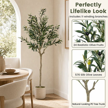 2 Piece 150 cm Artificial Olive Tree with 24 Olive Fruits and 576 Silk Leaves