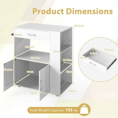 2-Piece Kitchen Pantry Cabinet and Mobile Kitchen Island Cart Set