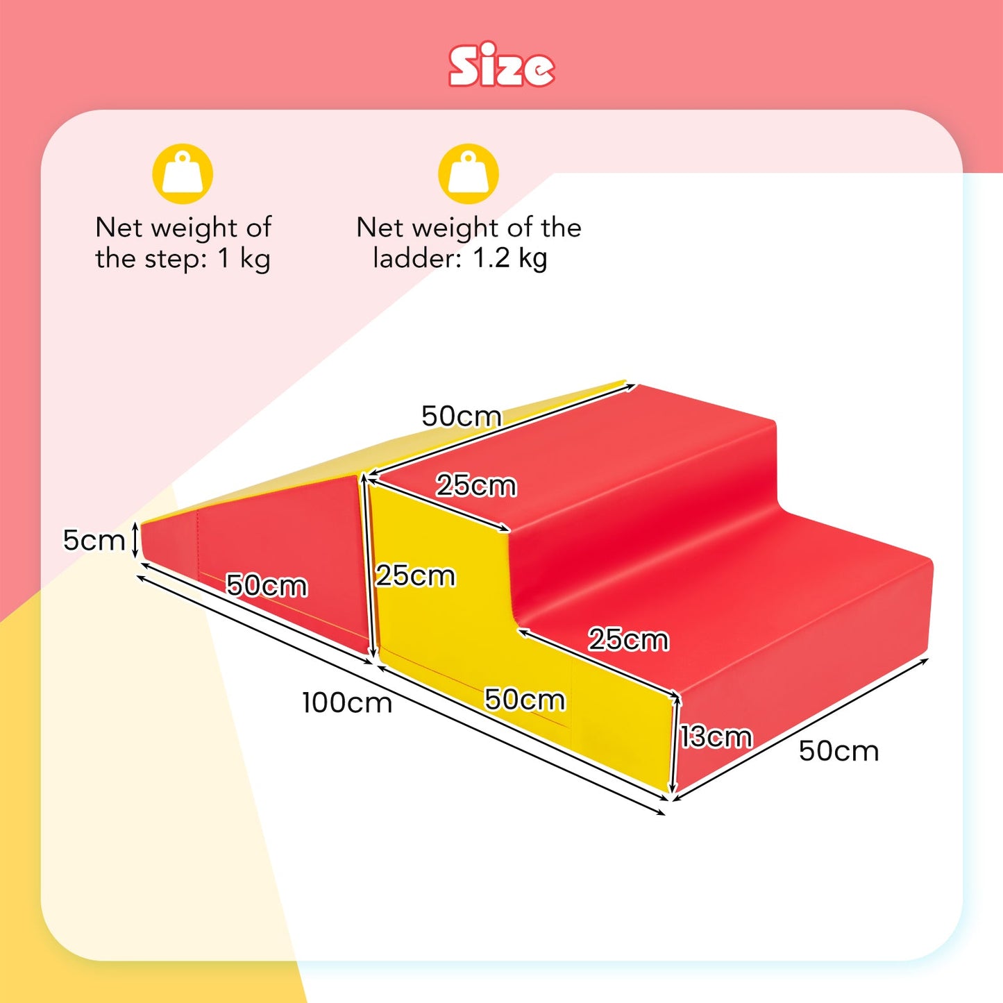 2-Piece Step and Slide Climber for Infants and Toddlers-Yellow