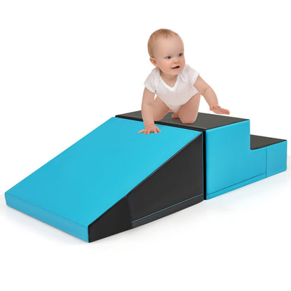 2-Piece Step and Slide Climber for Infants and Toddlers-Blue