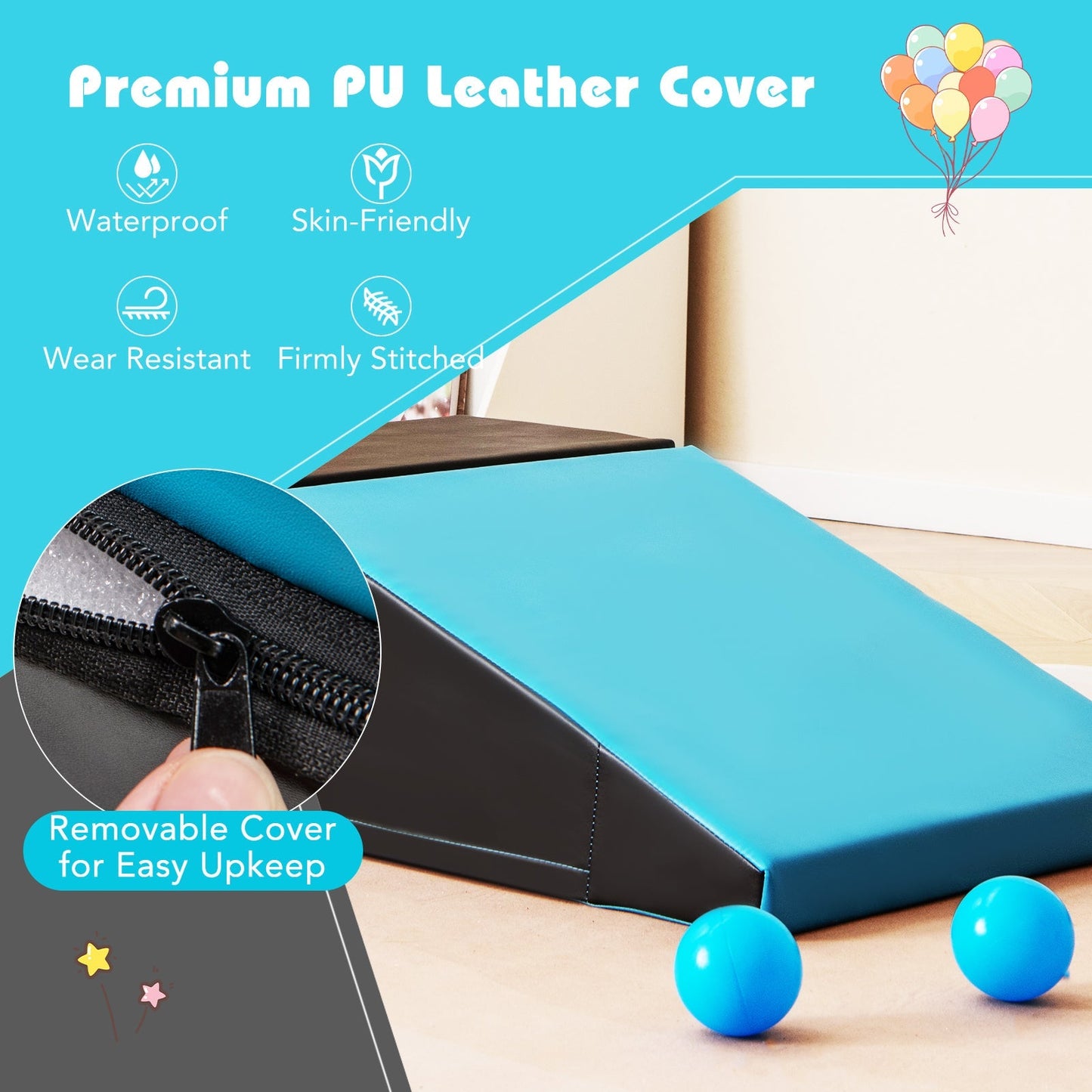 2-Piece Step and Slide Climber for Infants and Toddlers-Blue