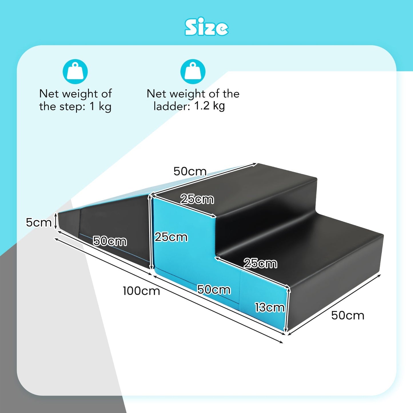 2-Piece Step and Slide Climber for Infants and Toddlers-Blue