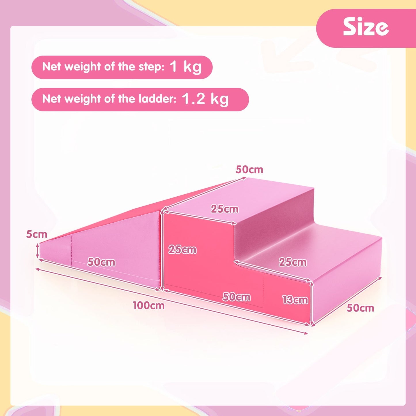 2-Piece Step and Slide Climber for Infants and Toddlers-Pink