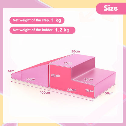 2-Piece Step and Slide Climber for Infants and Toddlers-Pink