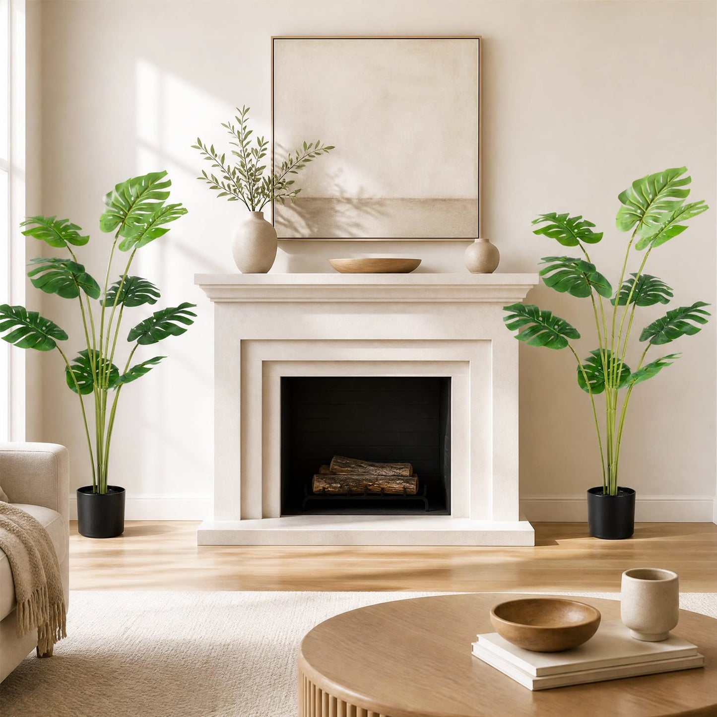 2 Pieces 120 cm Artificial Monstera Deliciosa Plant in Pot