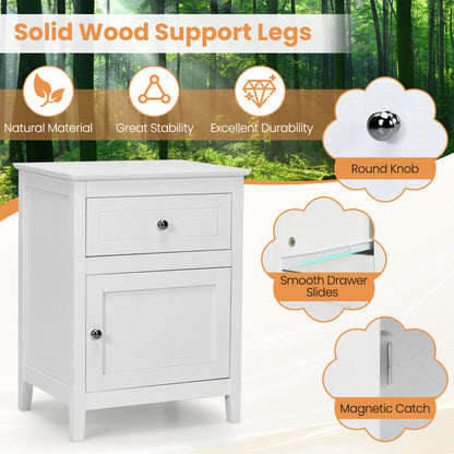 2-Tier Modern Badroom Nightstand with Drawer Set of 2