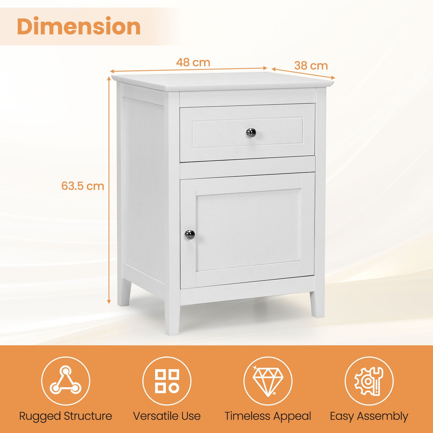 2-Tier Modern Badroom Nightstand with Drawer Set of 2