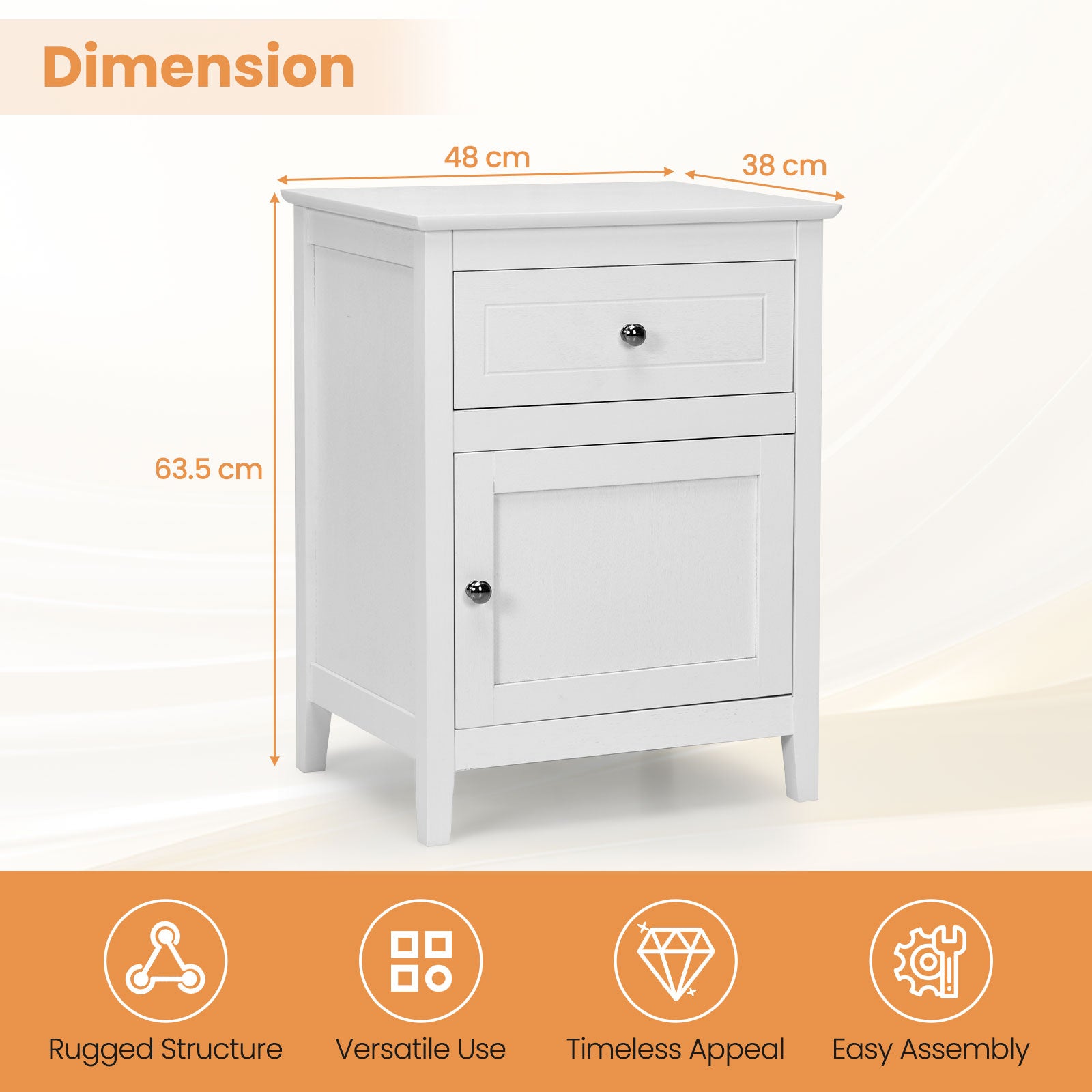 2-Tier Modern Badroom Nightstand with Drawer Set of 2