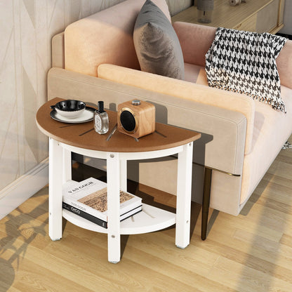 2-Tier HDPE Bath Spa Bench Seat with Storage Shelf and Non-slip Foot Pads-Brown