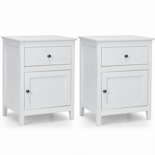 2-Tier Modern Badroom Nightstand with Drawer Set of 2