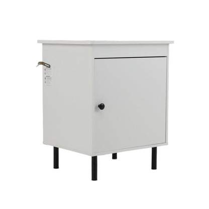 2-Tier Nightstand with Single Door Cabinet for Bedroom-White