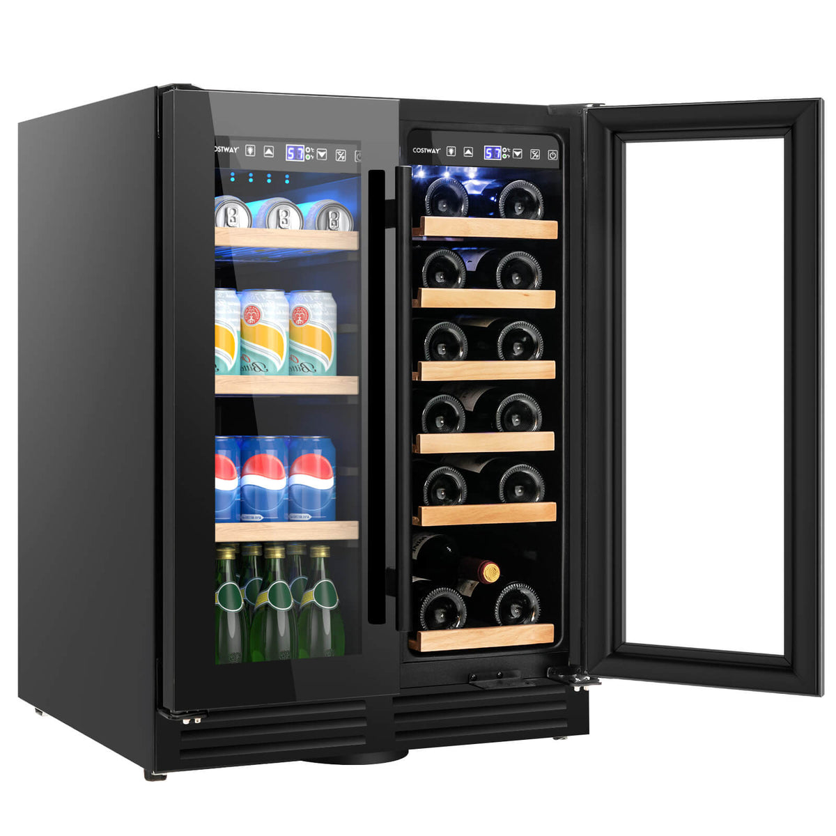 2-Door Dual Zone Beverage Wine Fridge in Black