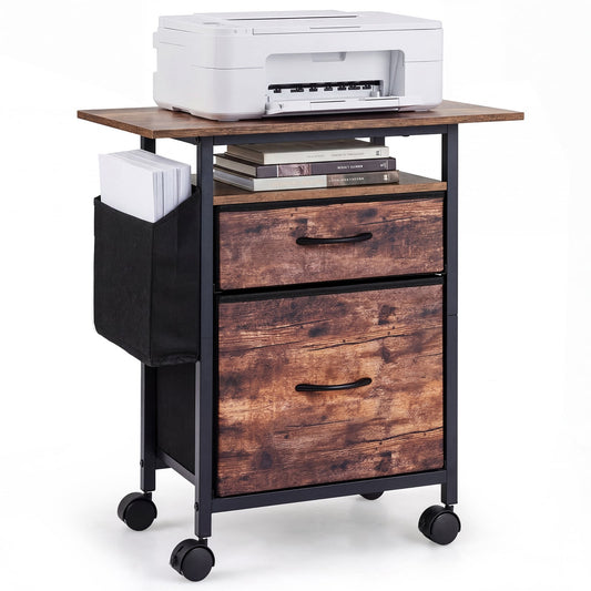 2-Drawer Mobile File Cabinet in Brown