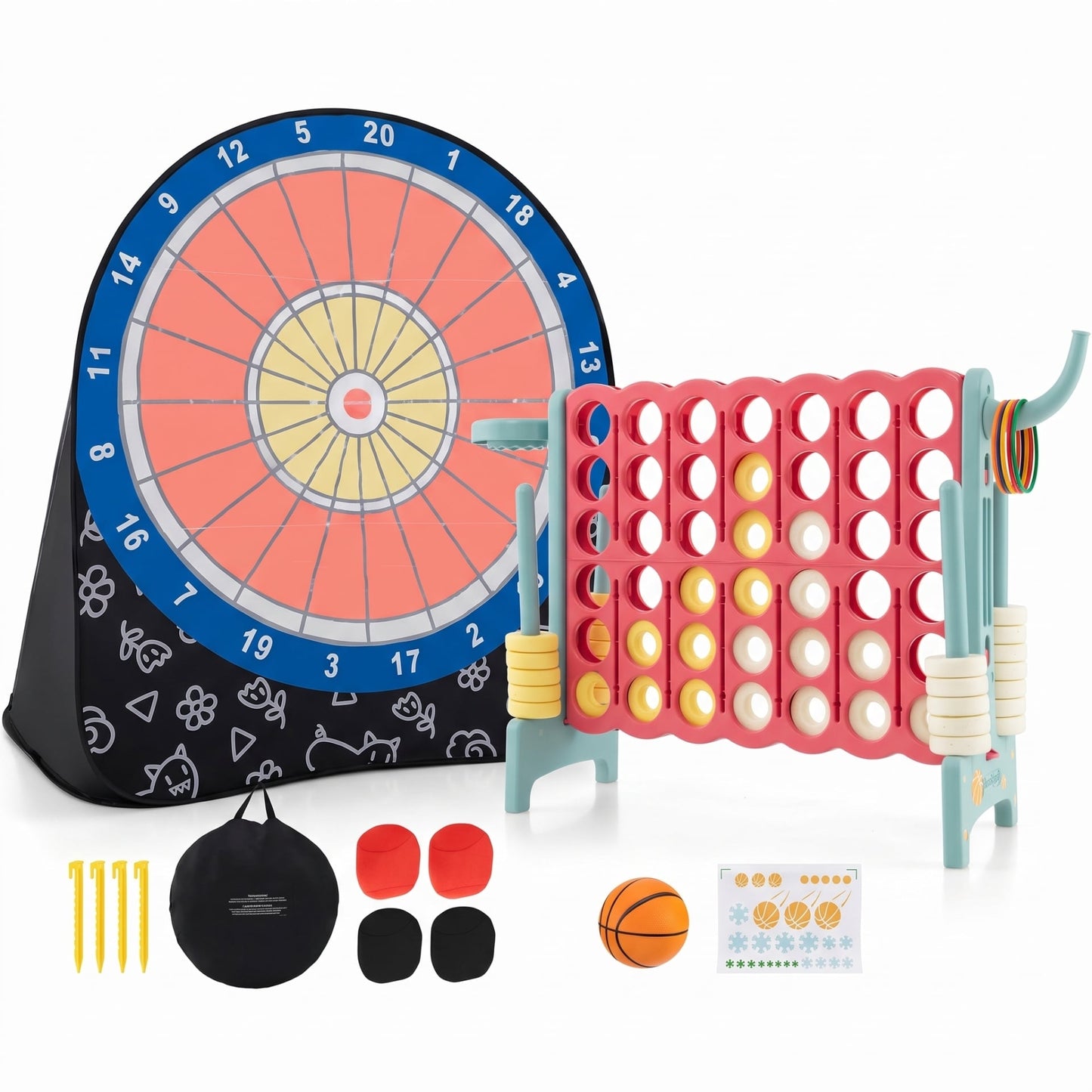 2-in-1 Giant Games Set with Connect 4 and Soccer Dart Board