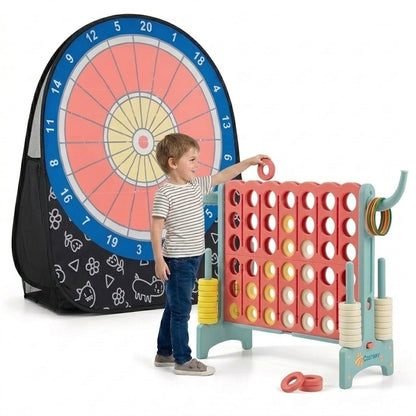 2-in-1 Giant Games Set with Connect 4 and Soccer Dart Board