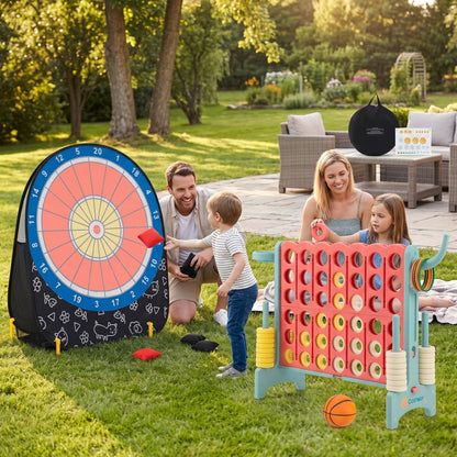 2-in-1 Giant Games Set with Connect 4 and Soccer Dart Board