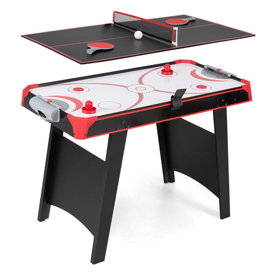 2-in-1 Multi-Game Table with Air Hockey and Table Tennis Top for Kids and Adults-Black