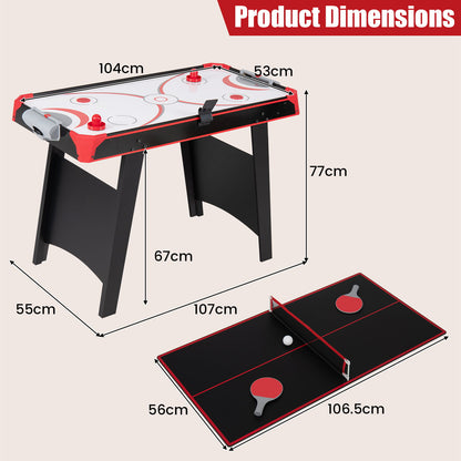 2-in-1 Multi-Game Table with Air Hockey and Table Tennis Top for Kids and Adults-Black