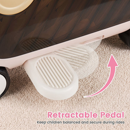 2-in-1 Ride-on Luggage for with Retractable Pedal and Strap for Ages 2+ Kids-Pink