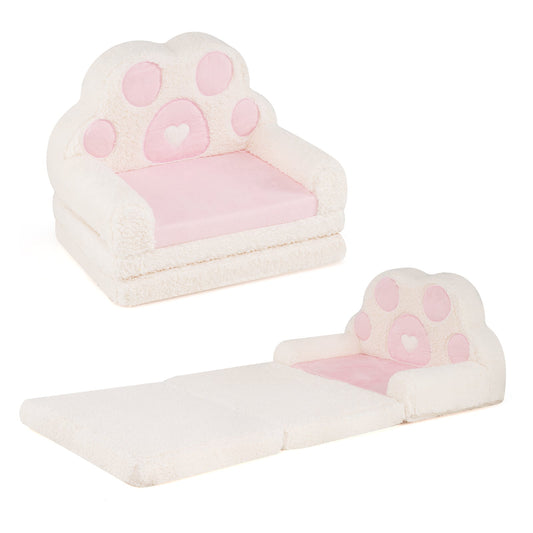 2-in-1 Convertible Kids Sofa to Lounger in Pink