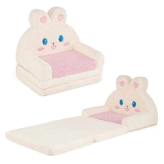 2-in-1 Convertible Kids Sofa to Lounger in Pink