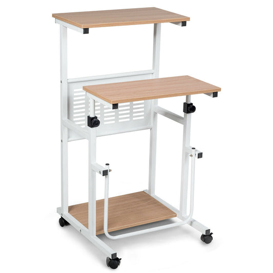 2-In-1 Mobile Lifting Height Adjustable Computer Desk